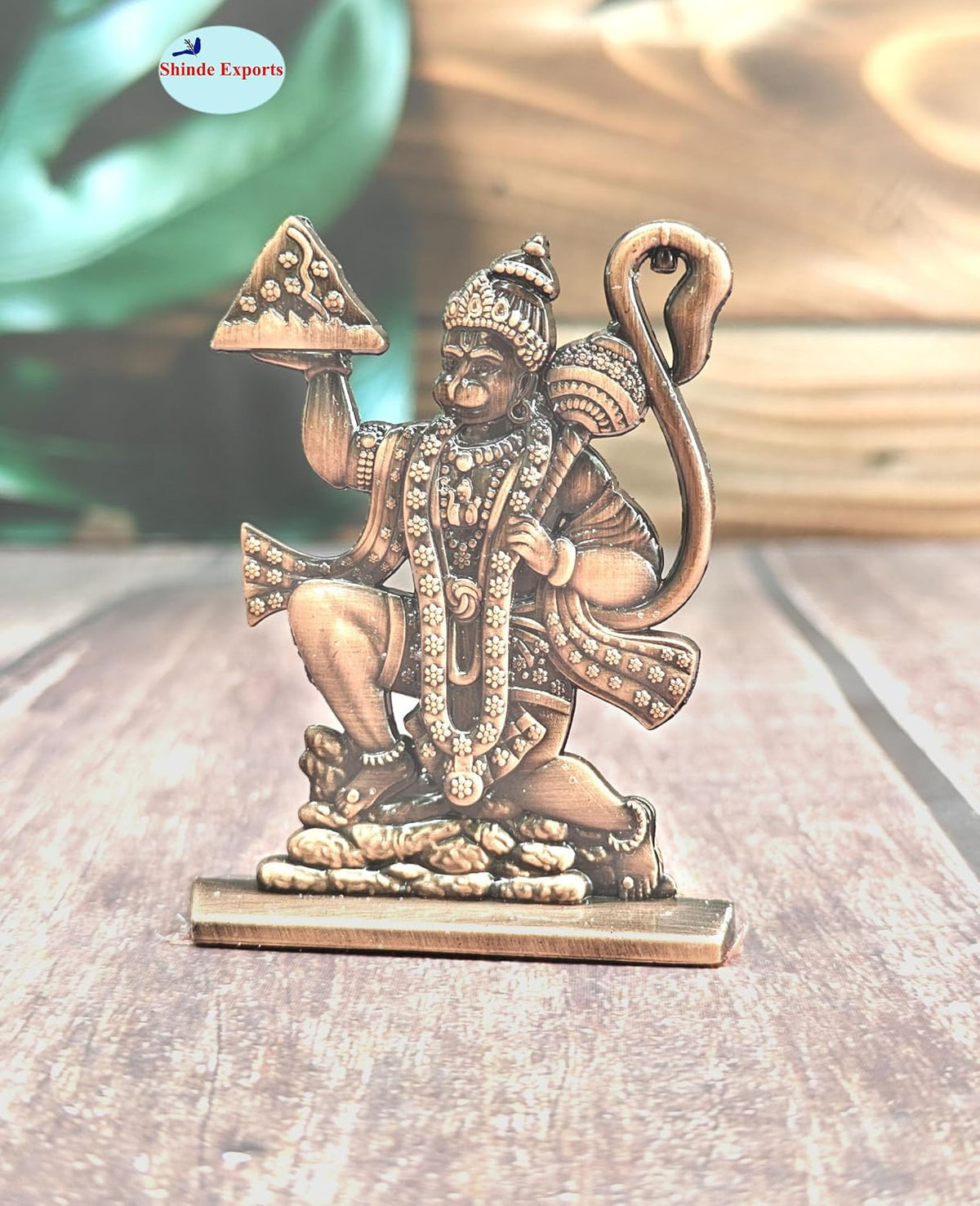 SHINDE EXPORTS Small Size Metal Lord Hanuman Idol Statue for car Dashboard Home Office Desk Pooja (Brown)