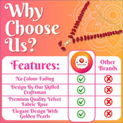 Bhakti Lehar Velvet Rose Flower Garland for Photo Frame and God Idol/Artificial Pearl Moti Gulab Mala Haar (30 Inch)