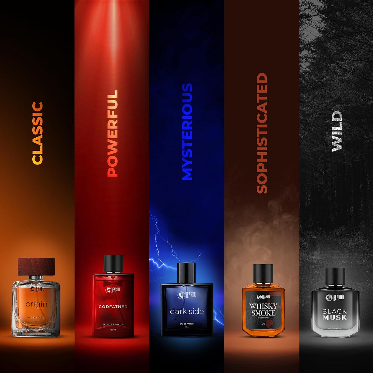 BEARDO Whisky Smoke Perfume For Men |Eau De Parfum 50Ml + Body Spray Deo 120Ml | Spicy, Woody - Oudh | Long Lasting Mens Deodrant | Date Night Fragrance | Christmas Gift For Men | Gift For Friends