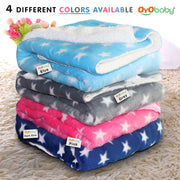 OYO BABY Baby Square Blankets Combo | for New Born Babies Baby Boys, Baby Girls, Babies for 0-6 Months, Fleece, Skin Friendly, 2 Blankets (Star Grey + Star Dark Blue)
