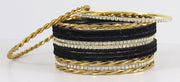 NMII Gold Plated Metal Velvet Bangles Set For Women & Girls with Zircon Gemstone Studded | Traditional Women's Bangles | Designer Gold Bangles | Fashion Jewellery- Set of 28