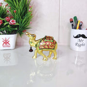 KridayKraft Metal Camel Statue with meenakari Work Handmade Decorative Animal Showpiece for Home,Office