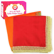 Bhakti Lehar Satin Aasan Cloth, Red + Orange, 20 x 40 Inch