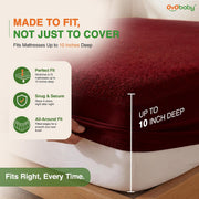OYO BABY Single Size Mattress Protector | 100% Waterproof | Bed Cover with Soft Cotton Feel Terry Surface | Elastic Fitted Protection | Ideal for Kids & Baby Beds | 78 x 36 Inch (6.5 x 3 Ft) -Maroon