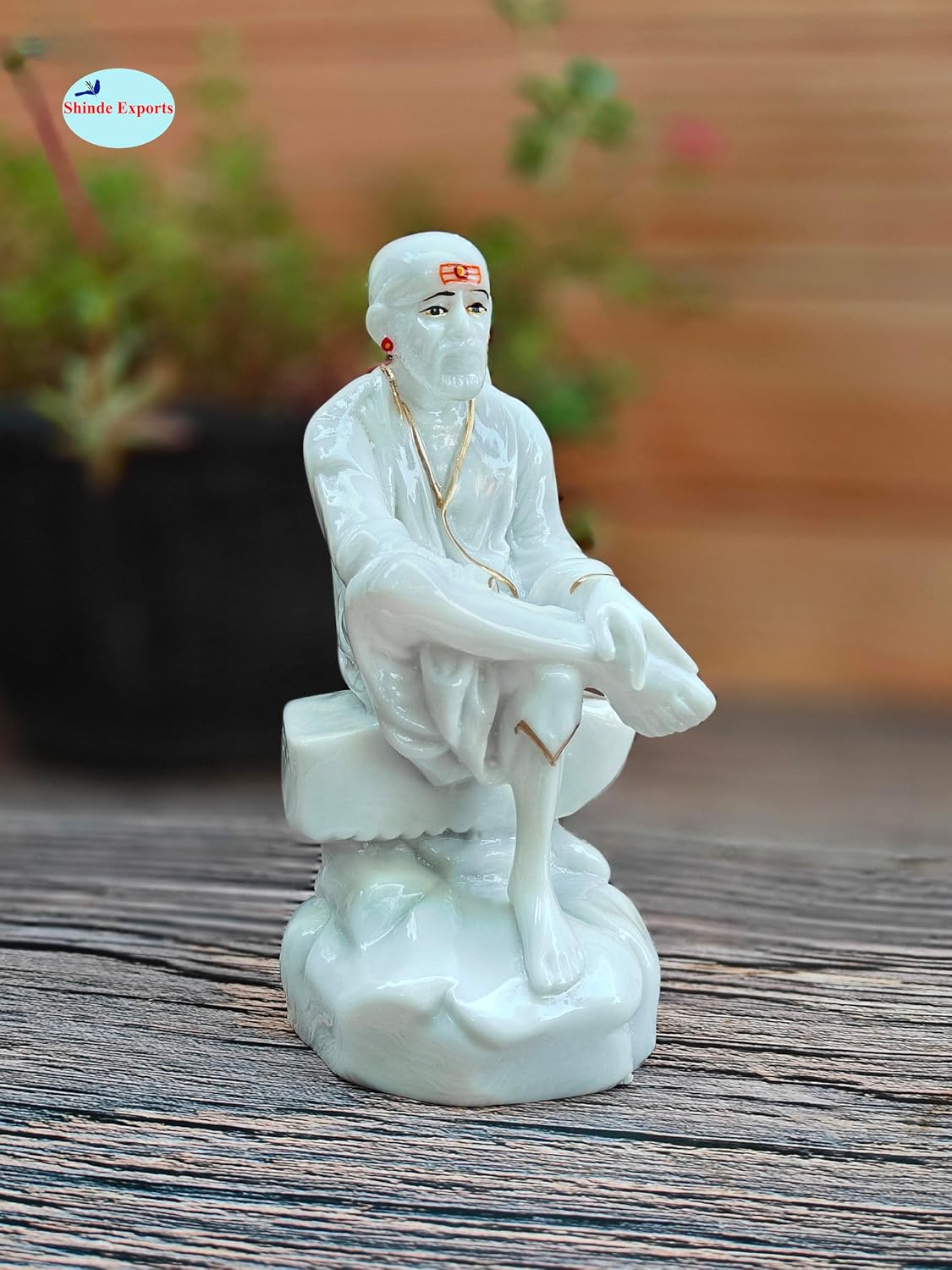SHINDE EXPORTS shirdi saibaba Marble Idol Statue murti Home Murty for car Dashboard for Pooja Room (16.5cm)