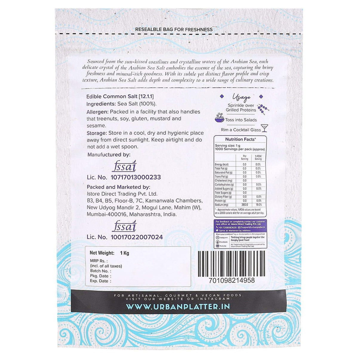 Urban Platter Arabian Sea Salt Flakes, 1Kg