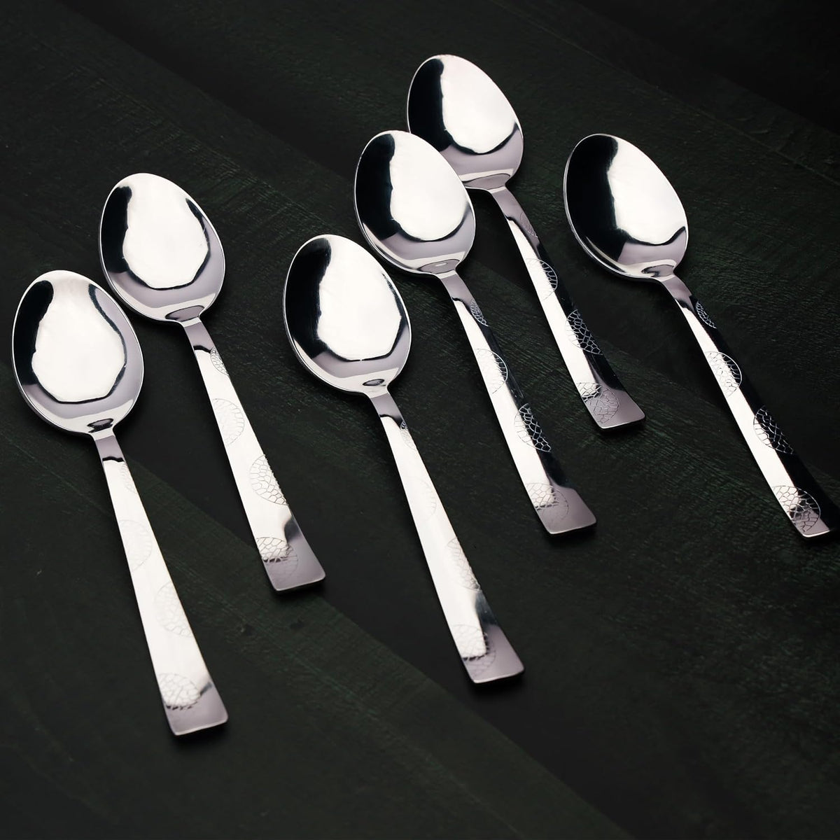 Parage 6 Pieces Stainless Steel Tea Spoons,14 cm Long, Premium Spoons Set for Home & Kitchen, Luxury Dinning Tableware Cutlery Set Gift for House Warming,6 Small Spoon, Silver Moonpress Design