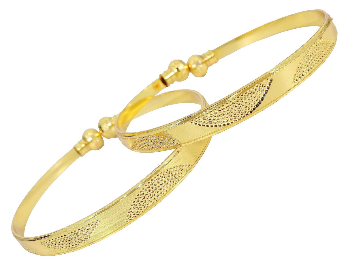 NMII Brass with Gold Plating Bangle Bracelet Set (Pack of 2)