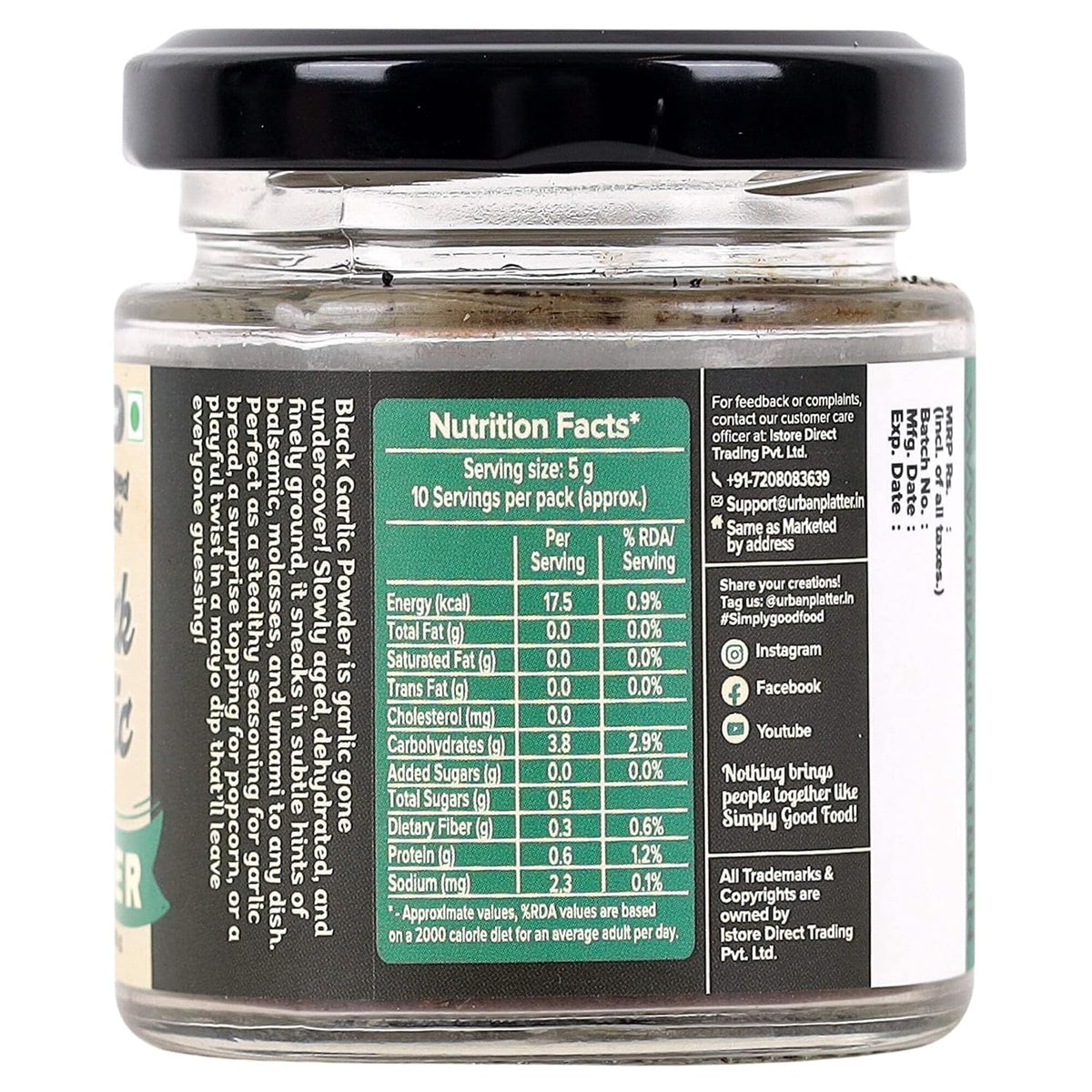 Urban Platter Black Garlic Powder, 50g [Umami-Rich, Slowly-Aged, Functional Food, No preservatives]