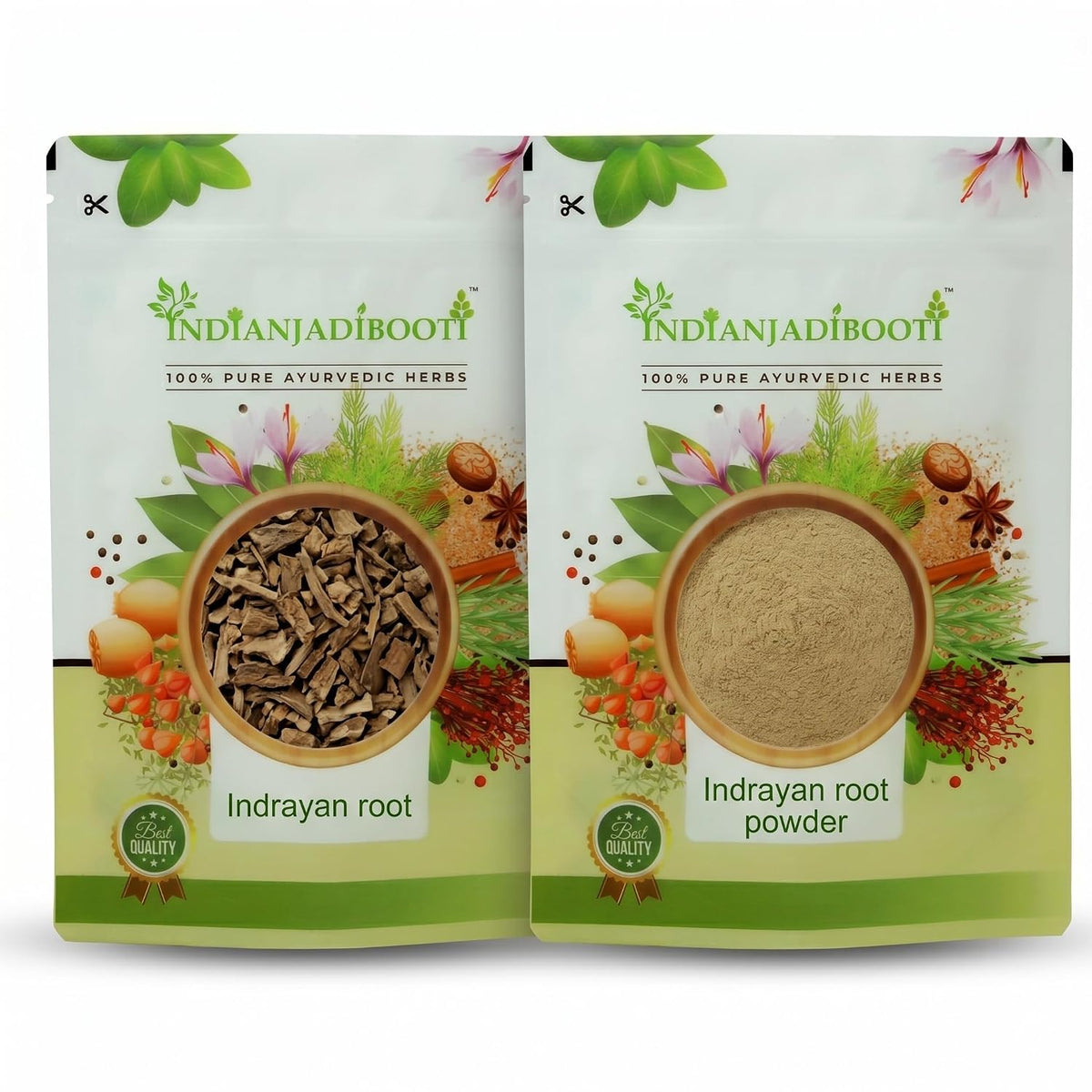 IndianJadiBooti Elite Indrayan Root Bundle: Raw Root & Fine Powder – For Metabolic Cleansing, Digestive Regulation & Systemic Purification – 250gm Each
