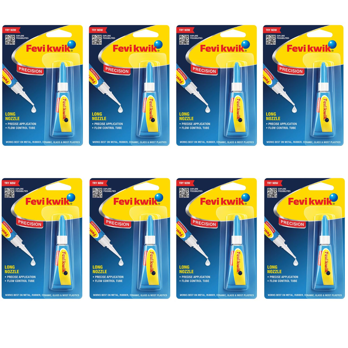 Pidilite Fevikwik Precision 3g | All Purpose Instant Glue For Accurate Repair | Longer Nozzle And Flow Control Tube | Ideal For Metal, Rubber, Ceramic, Glass | Pack of 8