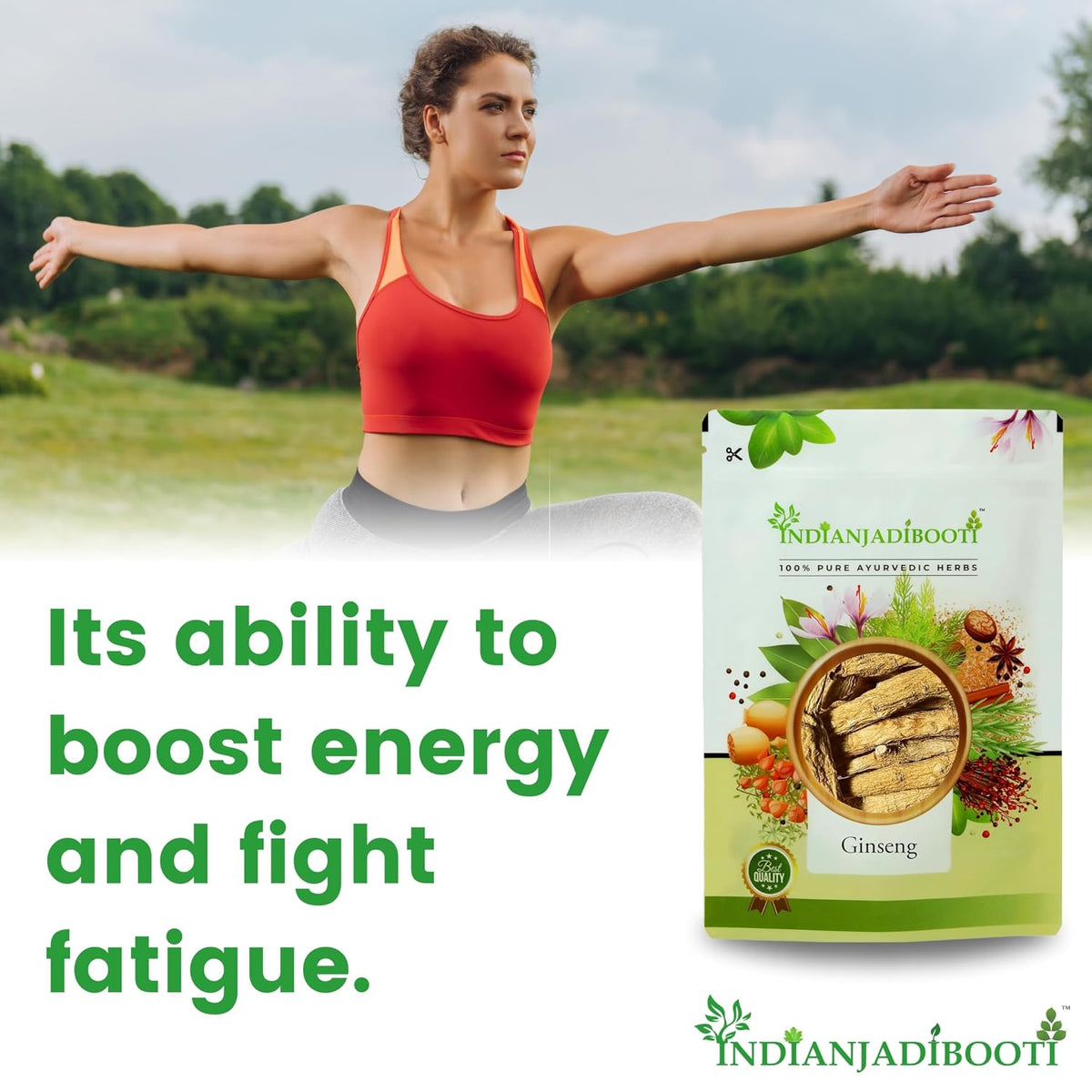 IndianJadiBooti Premium Ginseng Root Whole | Supports Natural Energy & Vitality | 100% Raw, Natural & Authentic Jadi Booti (20 Grams)