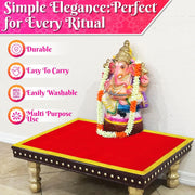 Bhakti Lehar Large Size Velvet Pooja Aasan for God Idol/Chowki Aasan Kapda Mat for Puja Table, Home Mandir and Temple - Pack of 2
