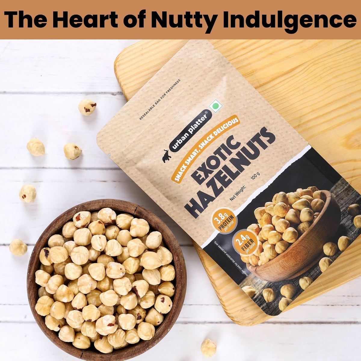 Urban Platter Exotic Hazelnuts, 100g, (Protein & Fiber Rich, For Confectionery, Baking, Nut Pastes & Dessert)