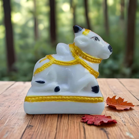 SHINDE EXPORTS Marble Shivling Religious With Nandi Set For Home Puja Small 6Cm (White) (Only Nandi)
