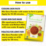 IndianJadiBooti Geru Powder - Red Ochre (Shuddha Gairika) - Traditionally Used for Cooling Skin Rituals, DIY Face Packs & Natural Pigment, 3 Packs of 900 Grams