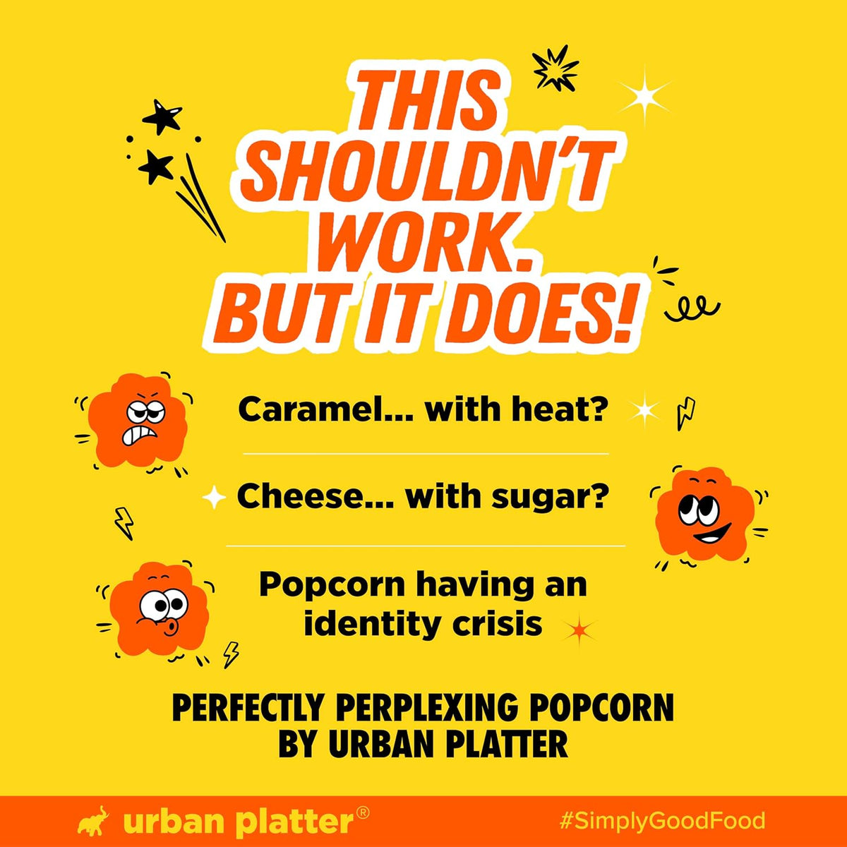 Urban Platter Perfectly Perplexing Popcorn - Cheeze Caramel, 150g (Tub of Caramel Popcorn with Umami Cheeze, Ready to eat snack)