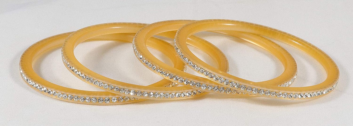 NMII Acrylic (Plastic) with Zircon Gemstone Studded worked Glossy Finished Bangle Set For Women and Girls