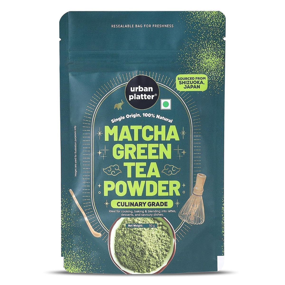 Urban Platter Japanese Culinary-Grade Matcha Green Tea Powder, 50g (Sourced from Shizuoka, Japan | Stone-Ground | Antioxidant-Rich)