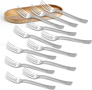 Parage 12 Pieces Stainless Steel Table Forks Set for Home & Kitchen, Fruit Fork, Dining Table, Shiny and Sturdy Handle Fork, Dining Tableware Set, Silver