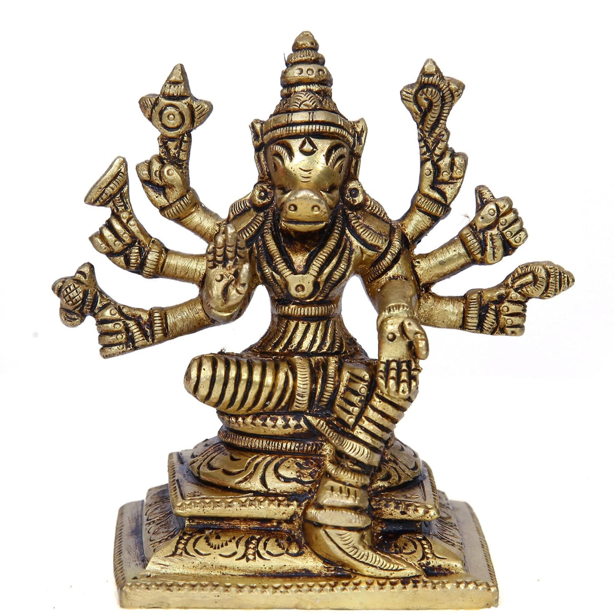 Aalayam Selveer Varahi Amman Statue | Varahi Amman Silai | Varahi Amman Brass Statue 9cm Height Brass Gold Colour 1 Piece