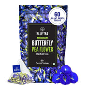 BLUE TEA - Butterfly Pea Flower Tea - 60 Tea Bags - Plant Based | ANTIOXIDANT RICH | Aparajita - Shankhpushpi | Caffeine Free - Detox Tea - Flower Based - Herbal Tea | Zipper