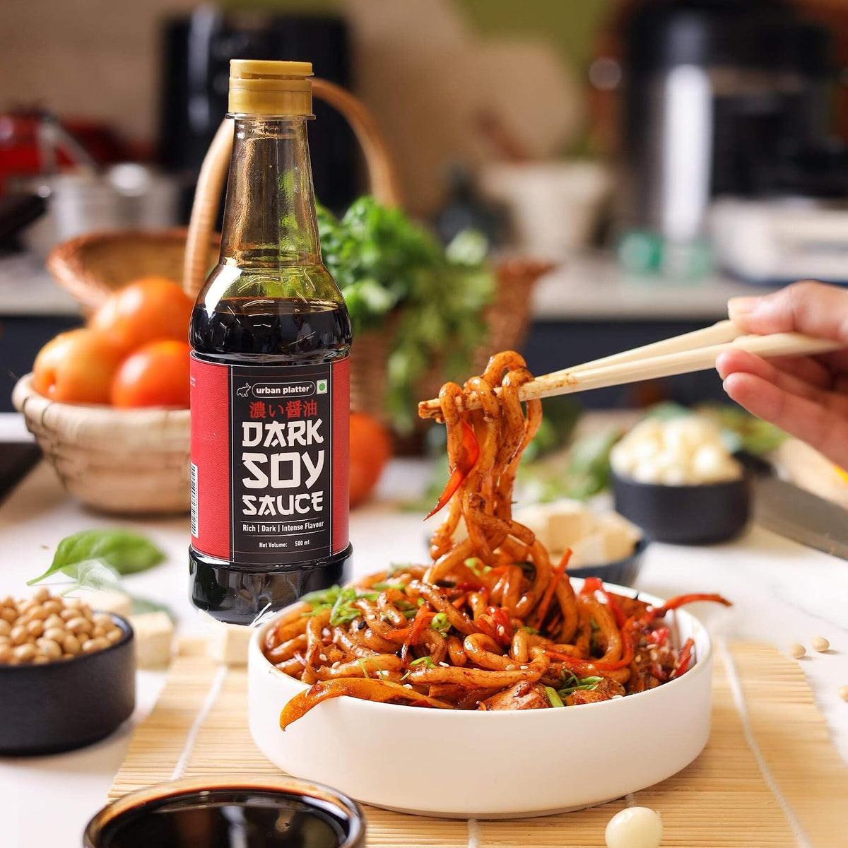 Urban Platter Dark Soy Sauce, 500ml (Traditionally Brewed from SOYA Beans | Asian Umami Seasoning for Stir-Frying | Clean-Label)