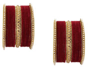 NMII Traditional Metal Velvet Bangles For Women and Girls Studded Zircon Diamond Stone & Pearls | Stylish Women's Bangles | Metal bangles | Gold Plated