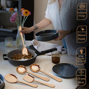 Parage 5 Pieces Stainless Steel Serving Spoons Set of 5 for Dining Table/Kitchen, 1.8 mm Heavy Gauge (2 Soup Ladle/Karchi, 1 Deep Turner, 1 Solid Spoon (Chamcha), 1 Rice Spoon (Steel Rose, Pack of 5)