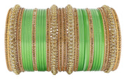 NMII Golden Traditional Acrylic Plastic Chuda Set For Bridal Women & Girls with Zircon Stone & Beads | Stylish Bridal Bangles For Wedding | Plastic Chura Set Punjabi Bnagles