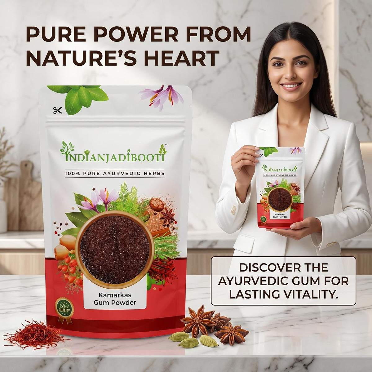 IndianJadiBooti Kamarkas Gum Powder (Palash Gond/Butea Monosperma) – 100% Pure Raw Resin for Back Strength, Post-Pregnancy Recovery & Bone Health (50g)