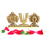 Aalayam Selveer Thenkalai Shankh Chakra Namah Stand | Thenkalai Shankh Chakra Nama Stand | Thenkalai Thiruman Sangu Chakram Stand 5cm Height Brass Gold Colour 1 Piece