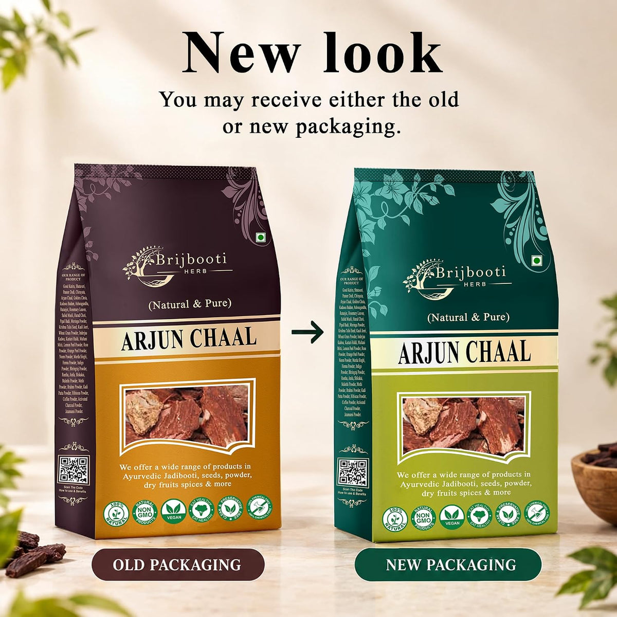 Brijbooti Arjun Chaal 800 Gram - Heart Support - FSSAI, GMP, ISO - Arjun ki chaal - Arjun Bark Supplement - Promote Good Cholesterol | FSSAI, GMP, ISO Certified