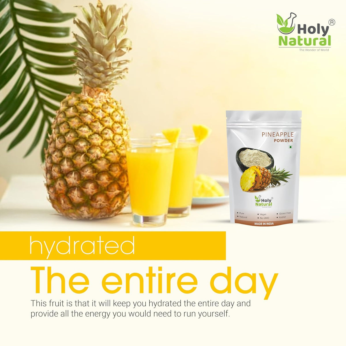 Holy Natural Pineapple Powder - 400 GM | No Added Sugar & Preservative | For Cake, Juice & Ice-cream