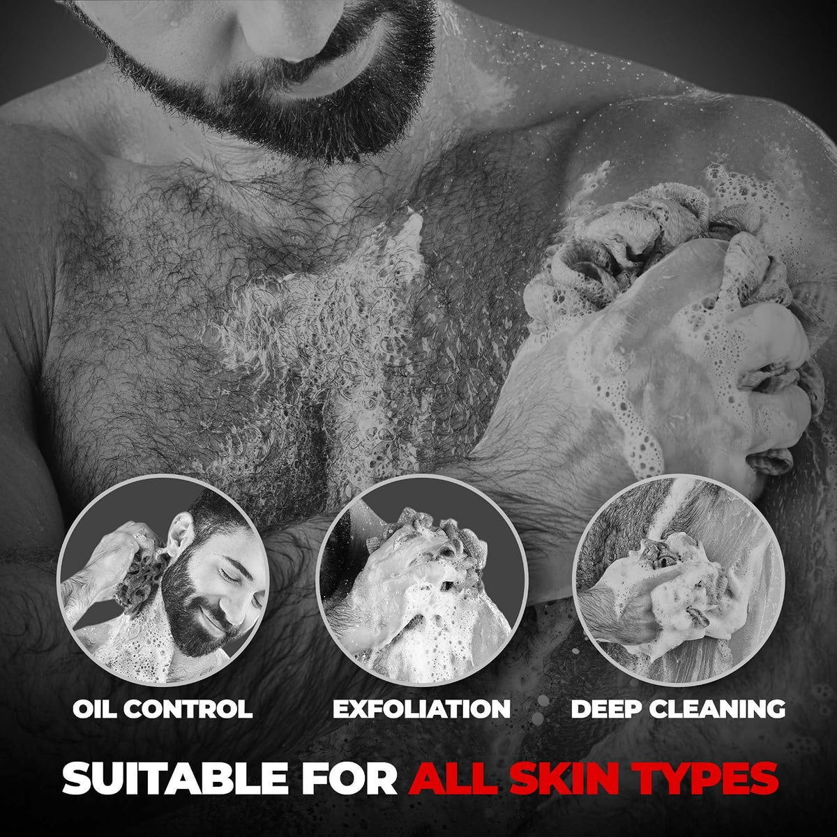 Beardo Silicone Body Scrubber, Loofah & Scalp Massager for Men | Cleanses, Exfoliates & Removes Dead Skin | Super Soft Silicone Bristles for Both Body and Hair | Soft Bristles for Skin & Scalp Cleansing - Set of 3