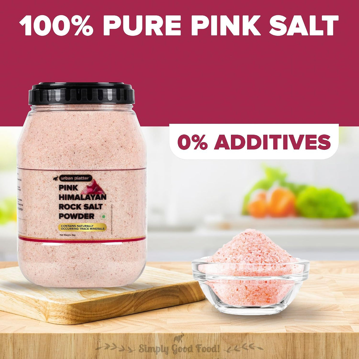 Urban Platter Pink Himalayan Rock Salt Powder, 3kg (Unrefined | Additive Free | 100% Pink Rock | Sendha | PET Jar)