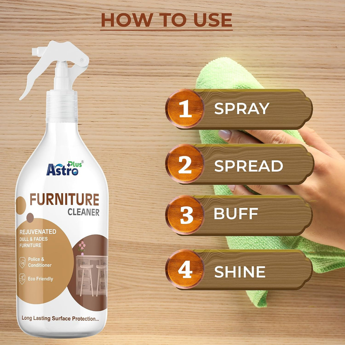 Astro Plus+ Furniture Cleaner Liquid – Removes Stains and Restores Shine (500 ml)