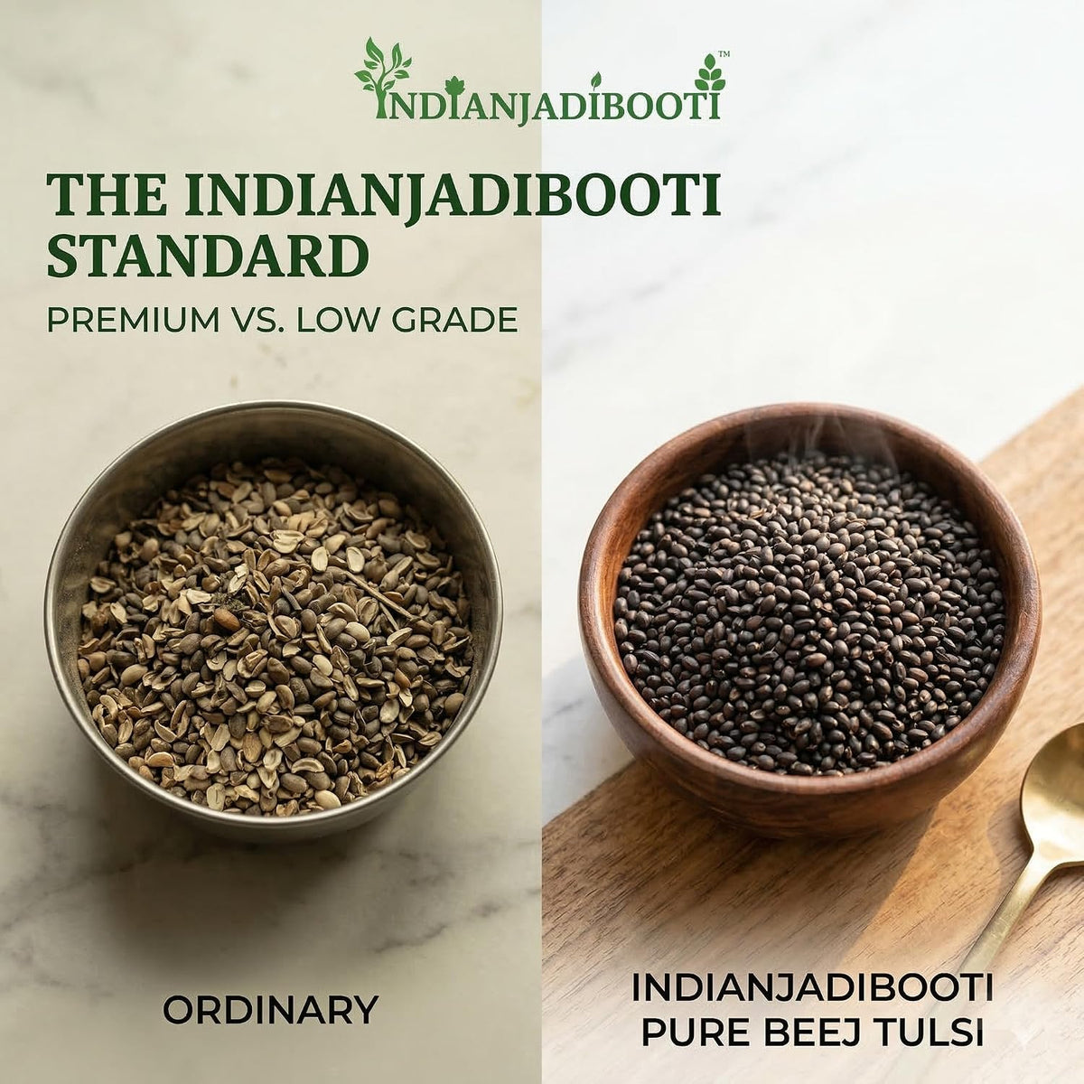 IndianJadiBooti Pure Krishna Tulsi Seeds (Ocimum Sanctum) | Edible Botanical for Systemic Vitality, Respiratory Harmony & Holistic Nourishment,100 Gram