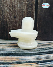 SHINDE EXPORTS Marble Shivling (White, 6 cm)