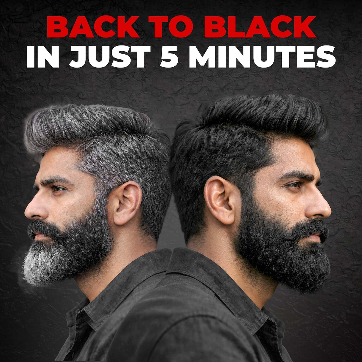 BEARDO Beard & Hair Shampoo Color | Natural Black | 100% Grey Coverage | 5 Minute Hair Colour | Ammonia Free | With Natural Actives | No Stain Beard Colour | 20ml X 5