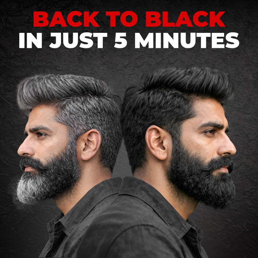 BEARDO Beard & Hair Shampoo Color | Natural Black | 100% Grey Coverage | 5 Minute Hair Colour | Ammonia Free | With Natural Actives | No Stain Beard Colour | 20ml X 5