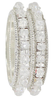 NMII Alloy Metal Pearls & Diamond Stone Traditional Bangles Set For Women & Girls | Designer Bridal, Fancy Party, Wedding, Occasion Jewellery | Bangles Kada For Women Stylish | Set of 2