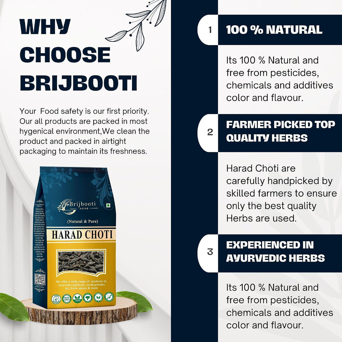 Brijbooti Harad Choti 800 Gram - Haritaki - Kadukkai - Karakkaya - Alalekayi - Kadukka - Haritaki Choti