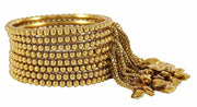 NMII No-Precious Metal with Ball Chain Linked Glossy Finished Latkan Kada/Bangle Set For Women and Girls