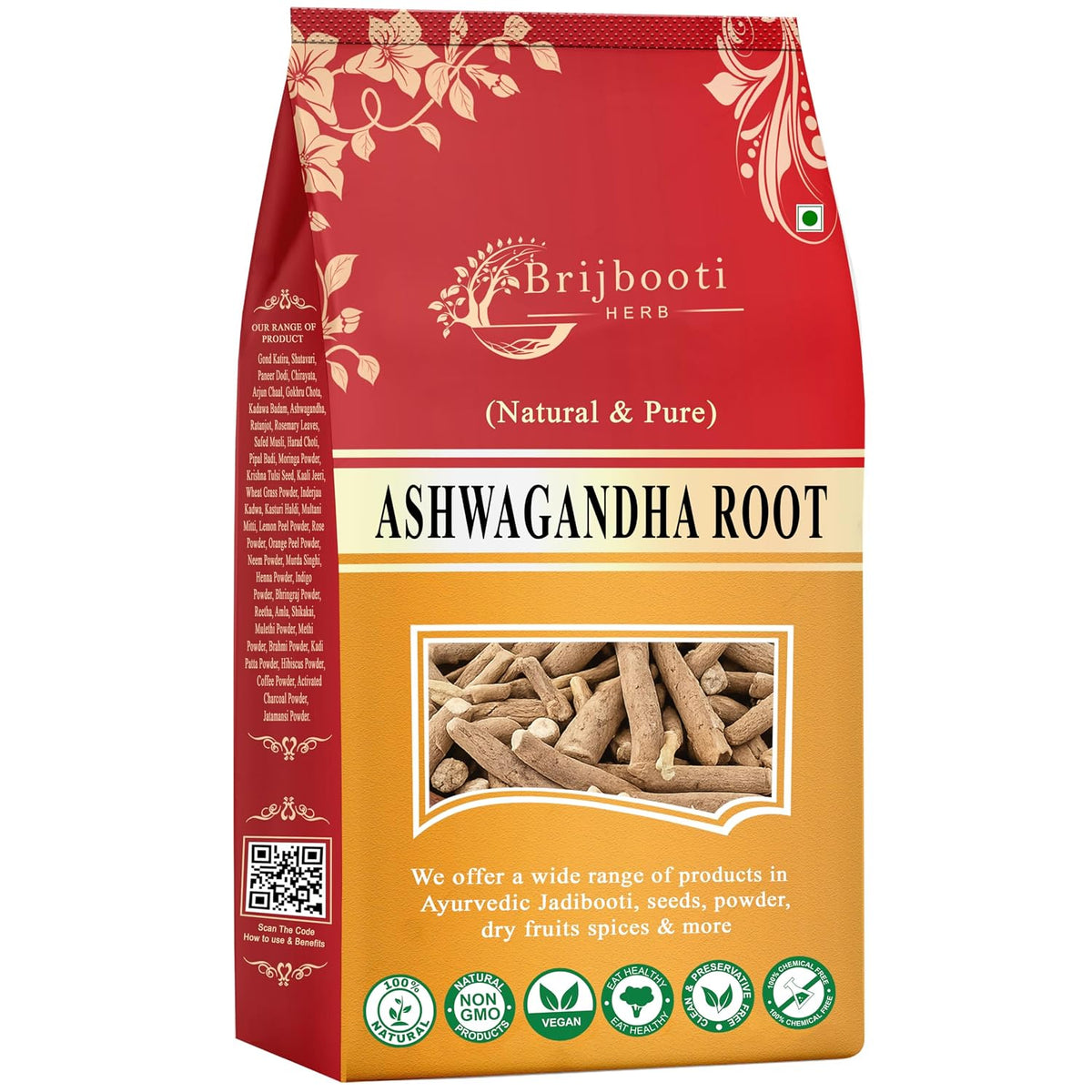 Brijbooti Ashwagandha Root (250 Gr) - Natural Asgandh - Indian Ginseng - Withania Somnifera