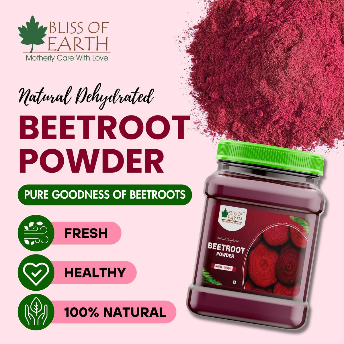 Bliss of Earth 2x500Gm Beetroot Powder natural Spray Dried (pack of 2)