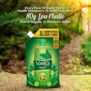 Dabur Vatika Health Shampoo - 1L (Refill Pouch) | With 7 natural ingredients | For Smooth, Shiny & Nourished Hair | Repairs Hair damage, Controls Frizz | For All Hair Types | Goodness of Henna & Amla