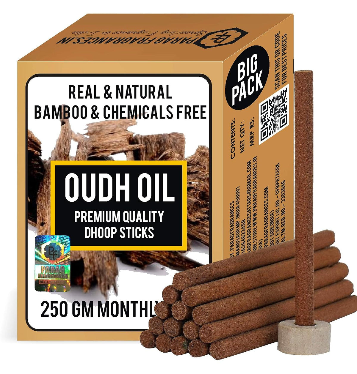Parag Fragrances Natural & Long Lasting 250 Gram Dhoop Sticks For Pooja & Home Fragrances (Oudh)