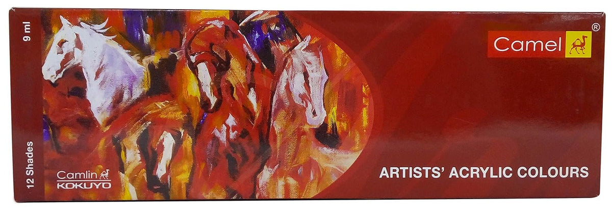 Camel Artists Acrylic Colour Tubes-12 X 9 Ml (805721),Assorted,Camel