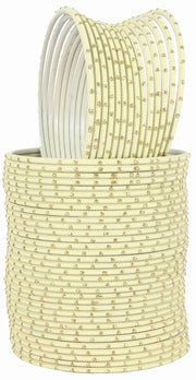 NMII Glossy Metal Bangle Set for Women & Girls on Wedding (Cream-2.4)